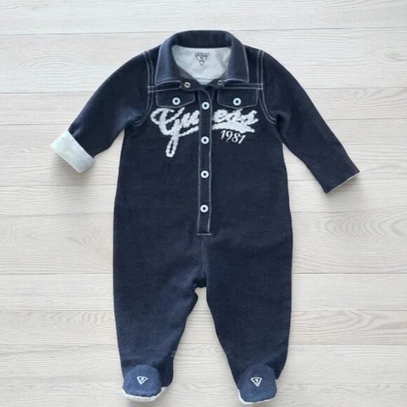 Guess Baby Logo Footie Jumpsuit 3-6 Months - Picture 1 of 12